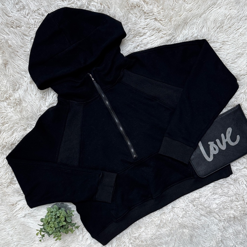 Pink Lily Half Zip Hoodie 💗 Black